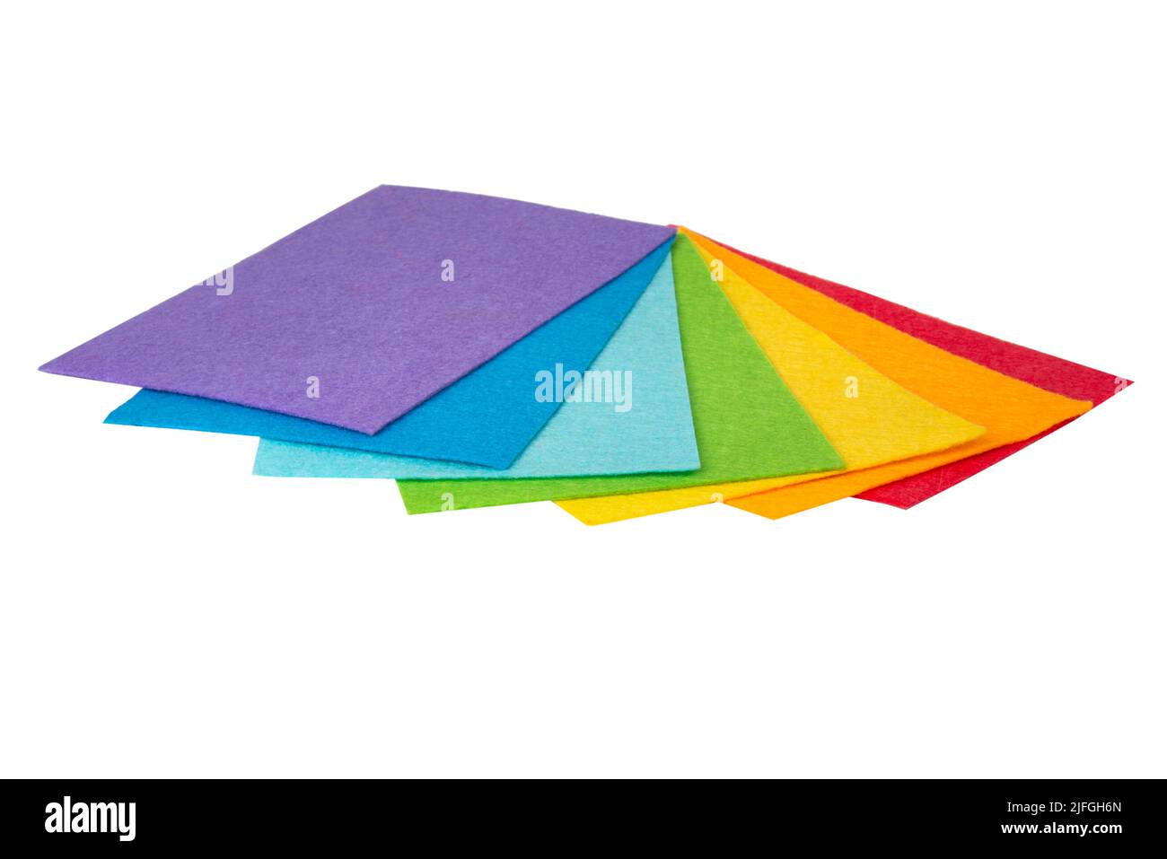 Rainbow felt decorative sheets isolated on the white background Stock Photo