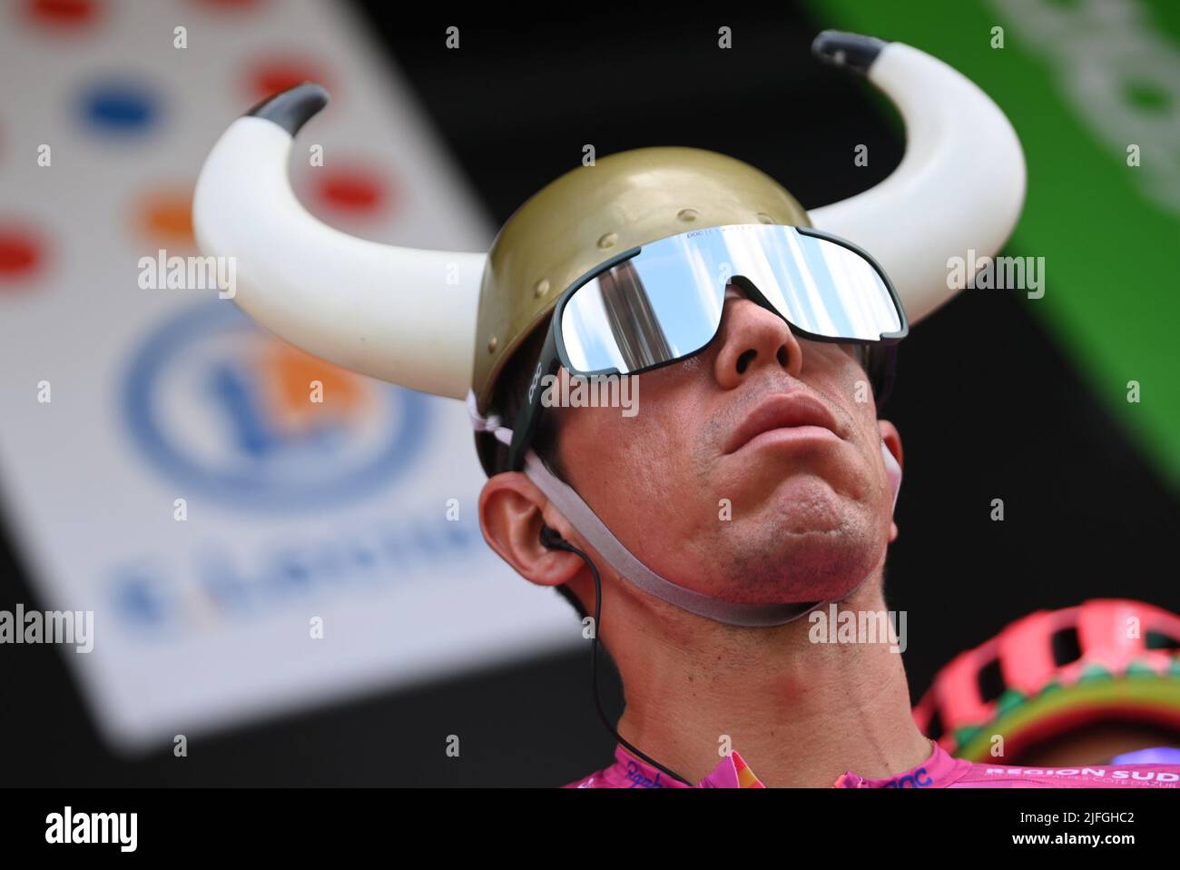 Vejle to Sonderborg, Denmark. 3rd July, 2022. Vejle, Denmark. 03rd July, 2022. Colombian Rigoberto Uran of EF Education-EasyPost pictured at the start of stage three of the Tour de France cycling race, 182km from Vejle to Sonderborg, Denmark on Sunday 03 July 2022. This year's Tour de France takes place from 01 to 24 July 2022 and starts with three stages in Denmark. BELGA PHOTO DAVID STOCKMAN Credit: Belga News Agency/Alamy Live News Credit: Belga News Agency/Alamy Live News Stock Photo