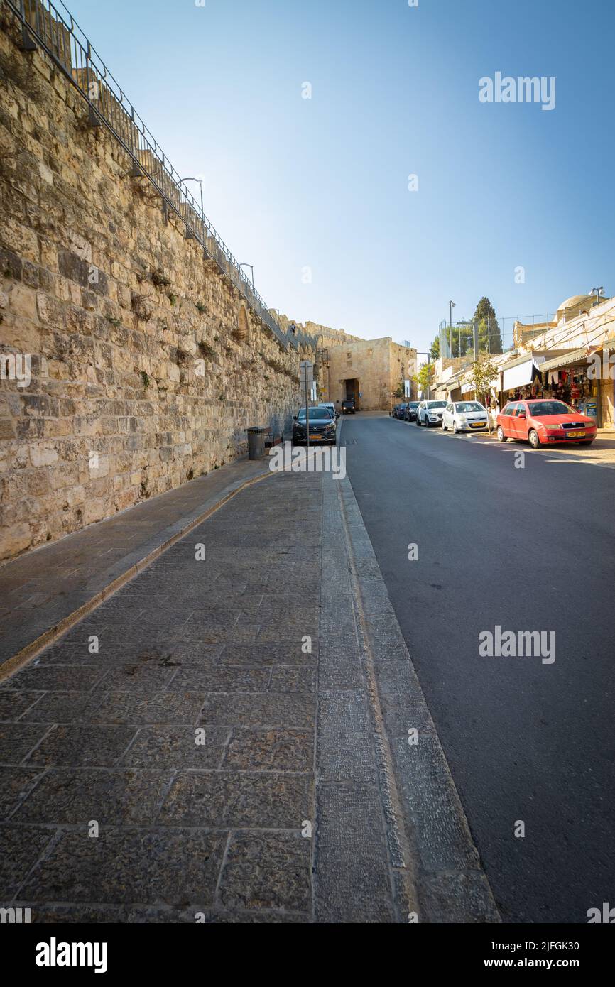 23-11-2021. jerusalem-israel. The famous walls of the Old City in the Jewish Quarter of Jerusalem Stock Photo