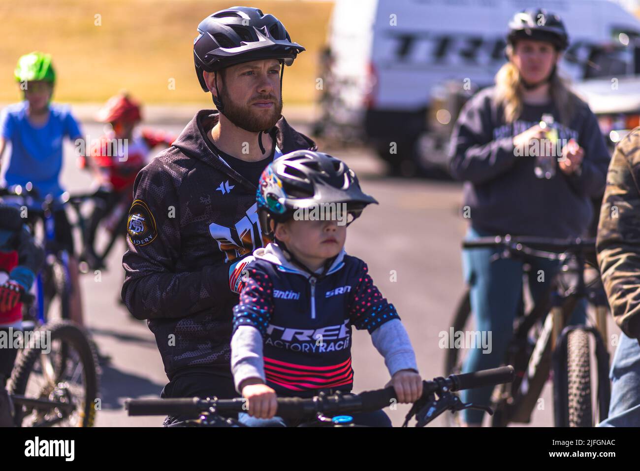 Bicycle riders gather to enjoy their love of bikes with their kids ...