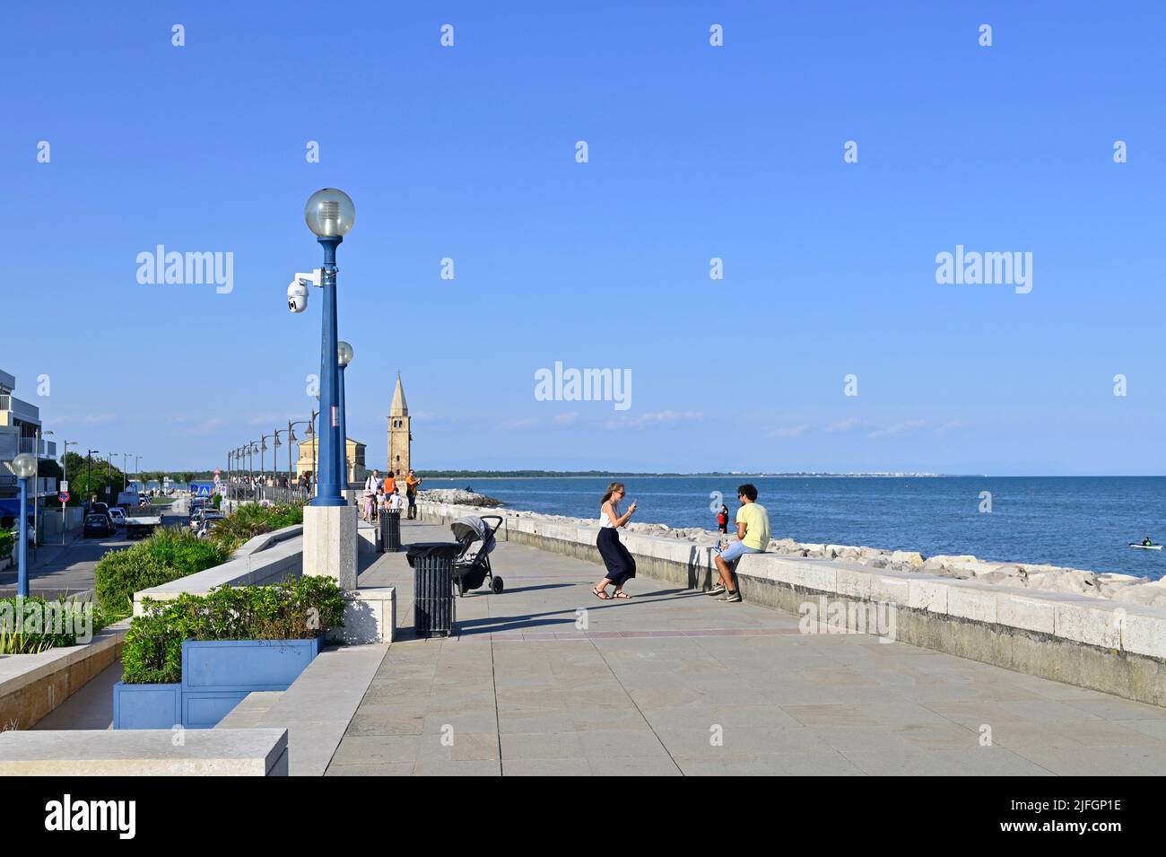 Caorle Italy. Church Madonna dell'Angelo on the pier Stock Photo