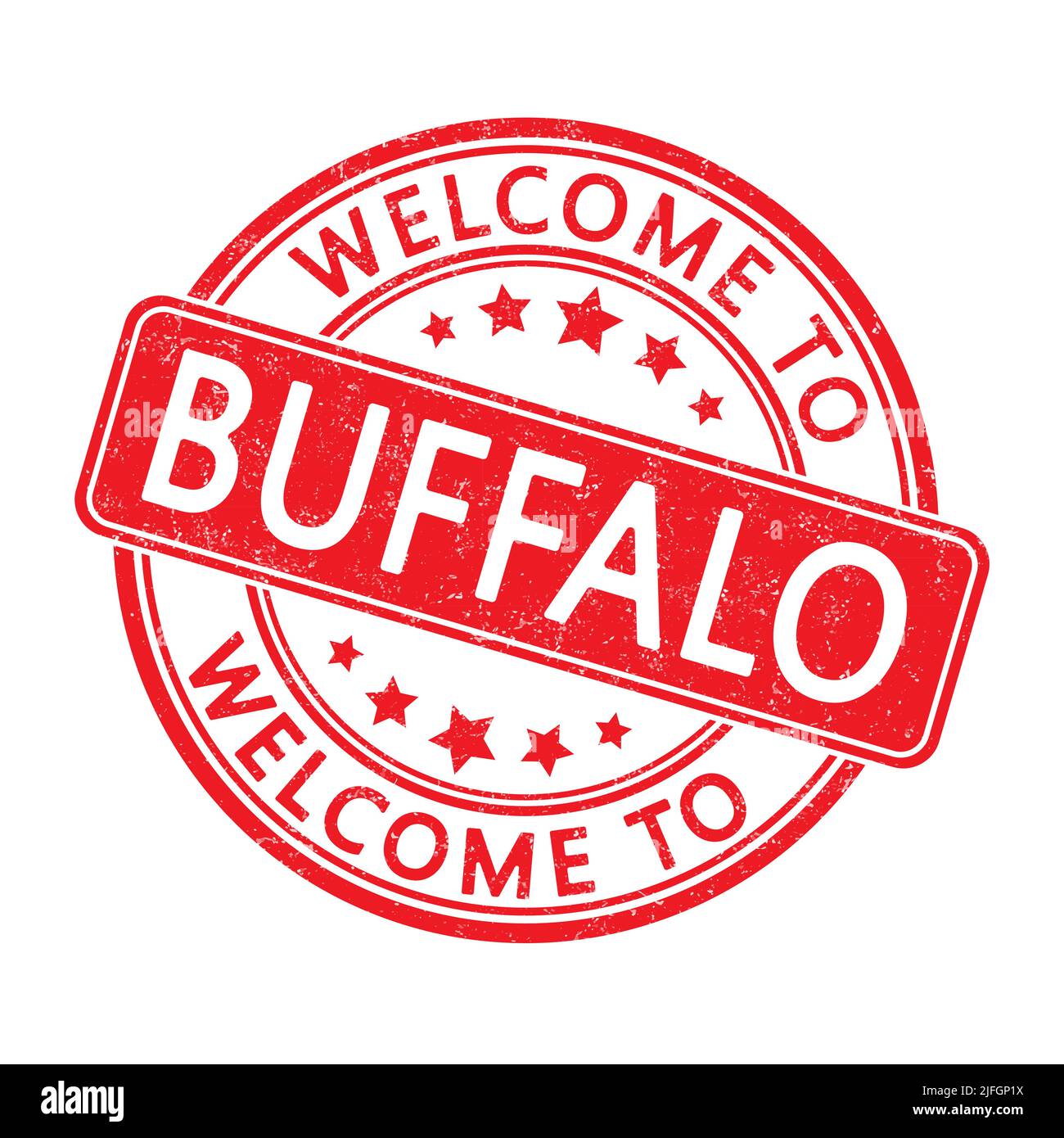 Welcome to Buffalo. Impression of a round stamp with a scuff. Flat ...