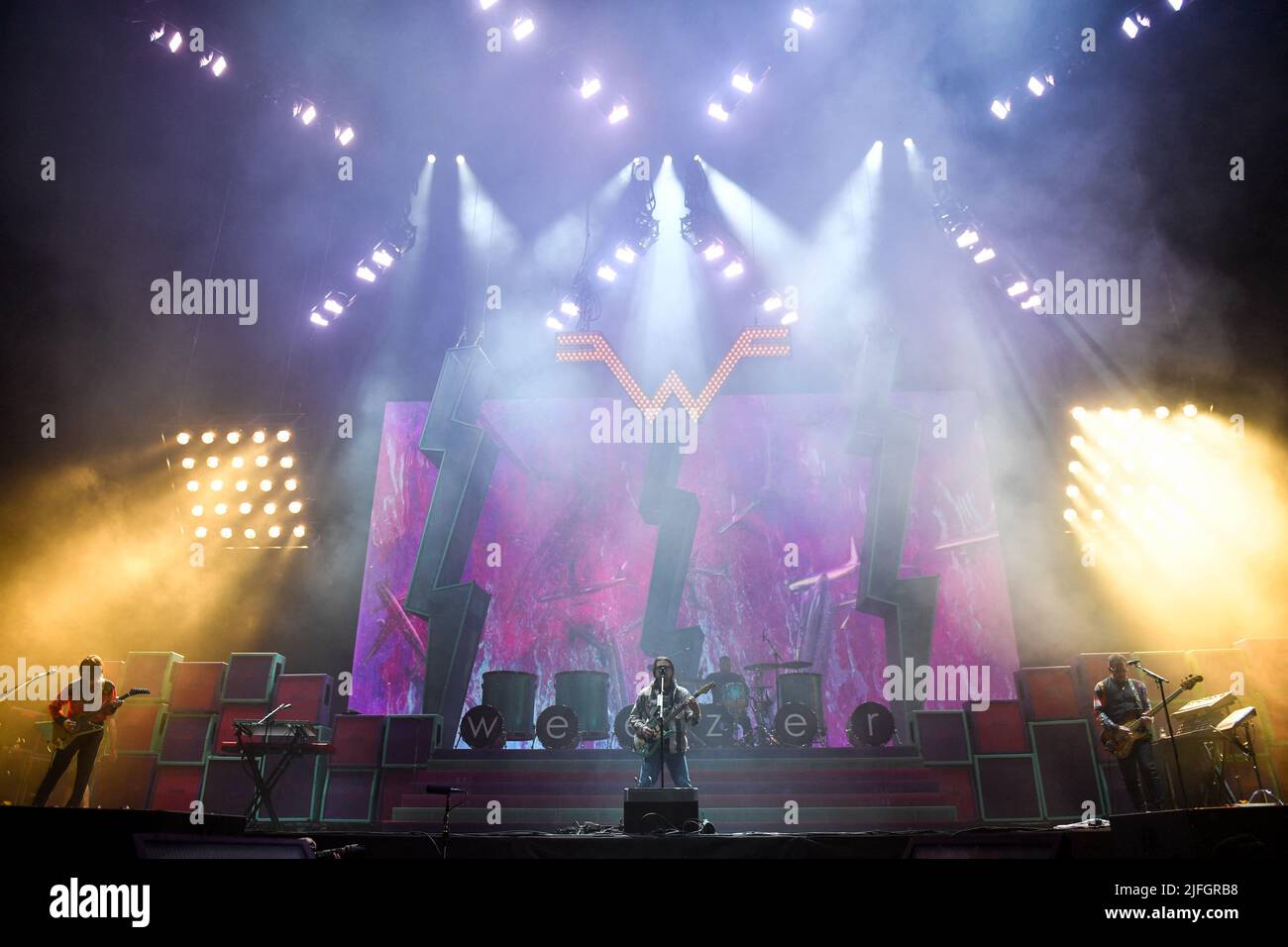 Rivers Cuomo, Weezer performs during The Hella Mega Tour Paris La