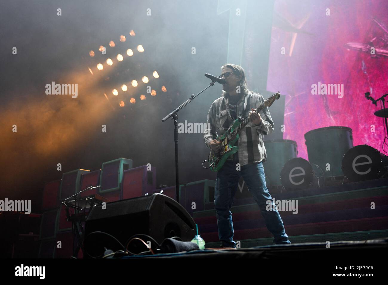 Rivers Cuomo, Weezer performs during The Hella Mega Tour Paris La