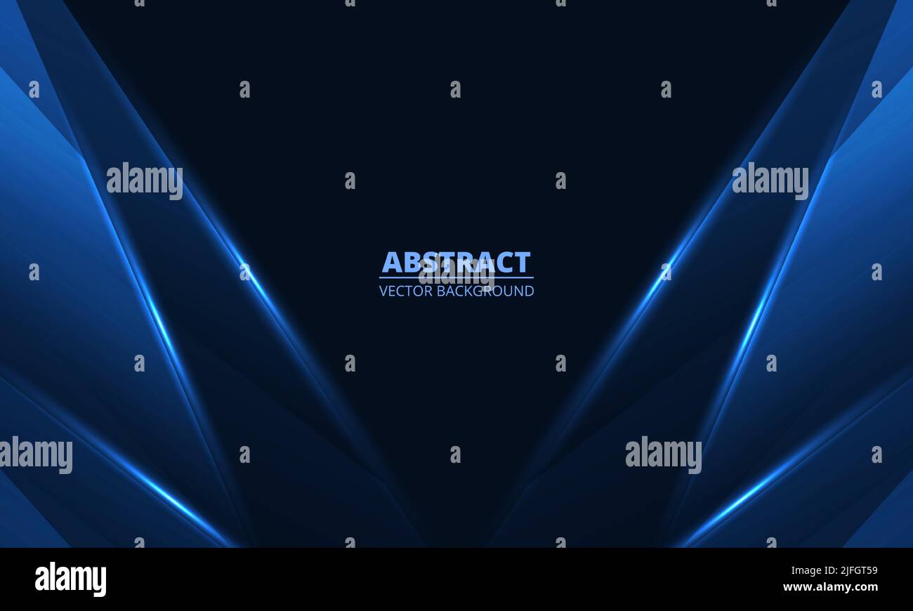 Abstract vector dark blue background with geometric dynamic glowing ...
