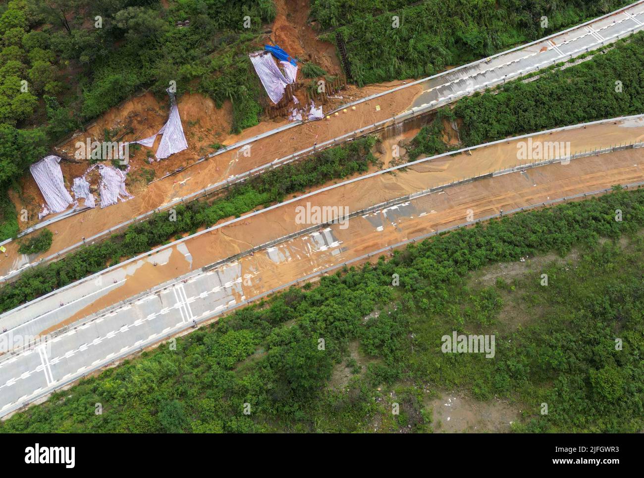 Shantou. 3rd July, 2022. Aerial photo taken on July 3, 2022 shows ramps ...