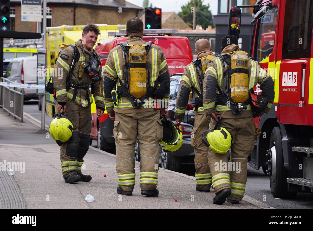 Firefighters tackling a blaze at a 17storey block of flats in St Mark
