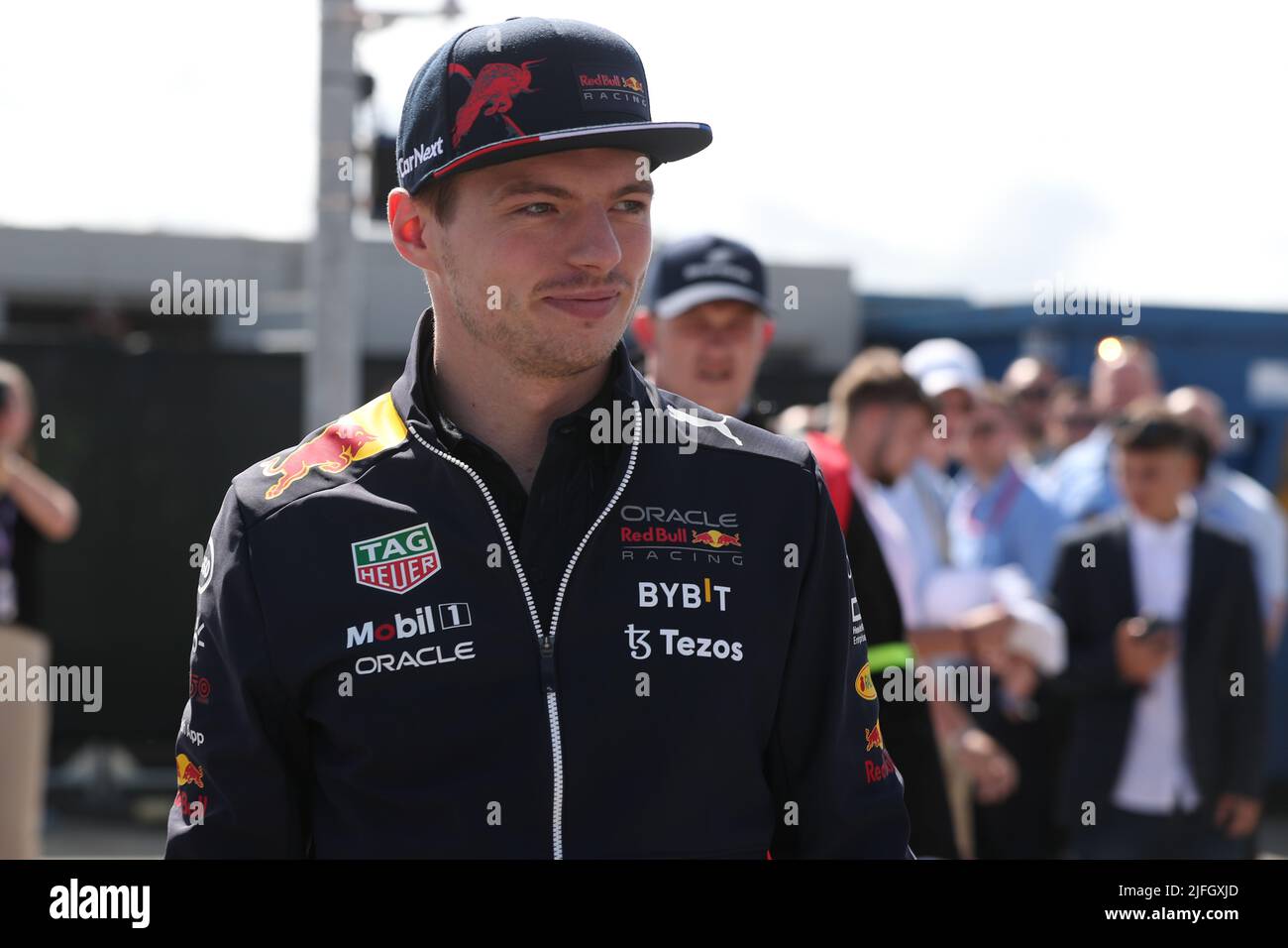 3rd July 2022,  Silverstone Circuit, Silverstone, Northamptonshire, England: British F1 Grand Prix, Race day: Oracle Red Bull Racing, Max Verstappen Stock Photo