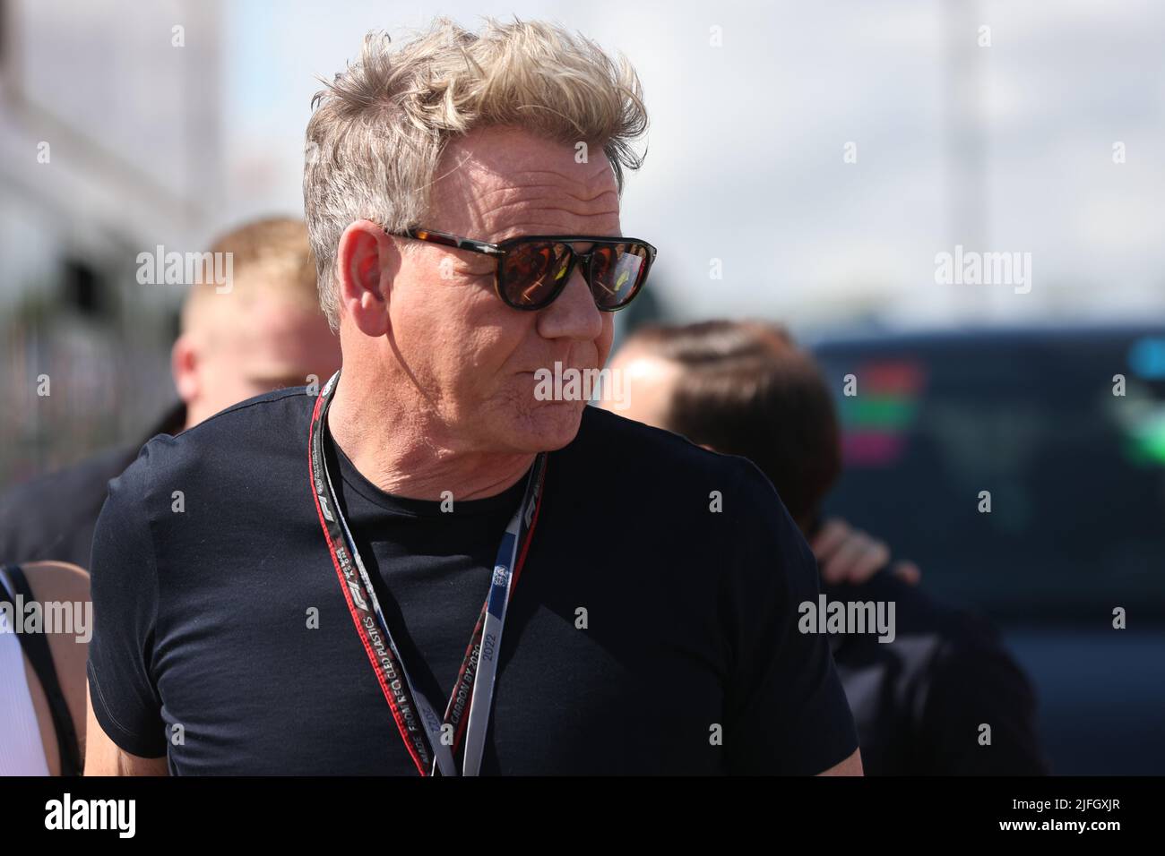 3rd July 2022,  Silverstone Circuit, Silverstone, Northamptonshire, England: British F1 Grand Prix, Race day: Gordon Ramsay arrives at the paddock Stock Photo