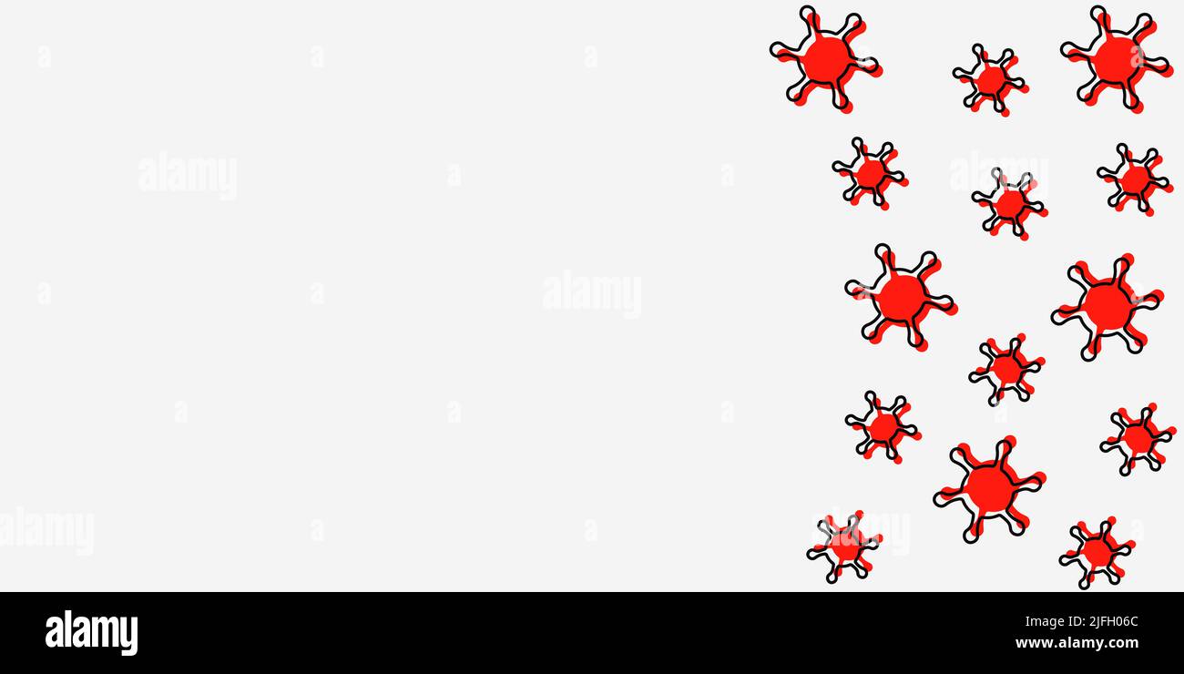 The spread of viral diseases. Vector illustration of a red virus with a ...