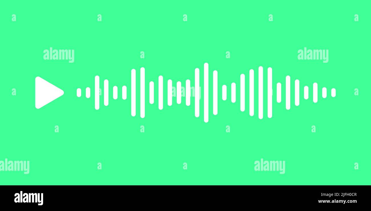 Audio message wave with play button on green background. Audio message ...