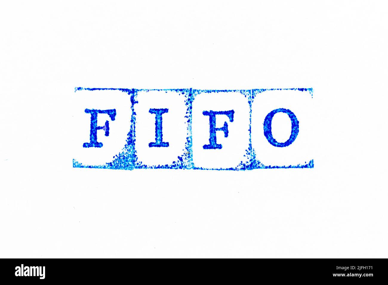 Blue color ink rubber stamp in word FIFO (Abbreviation of first in