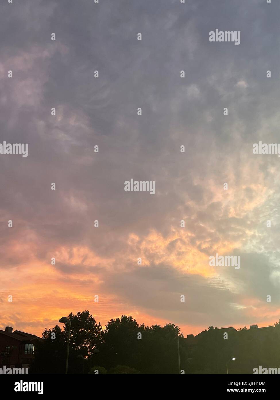 Sunset over the tennis courts in Huacao town, Minhang district, Shanghai Stock Photo