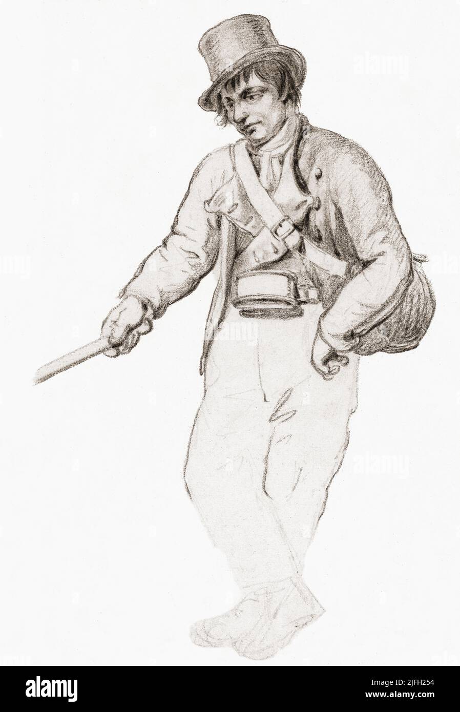 An incomplete sketch of an Irish fisherman by the American Artist, John Wesley Jarvis (1781-1840) Stock Photo