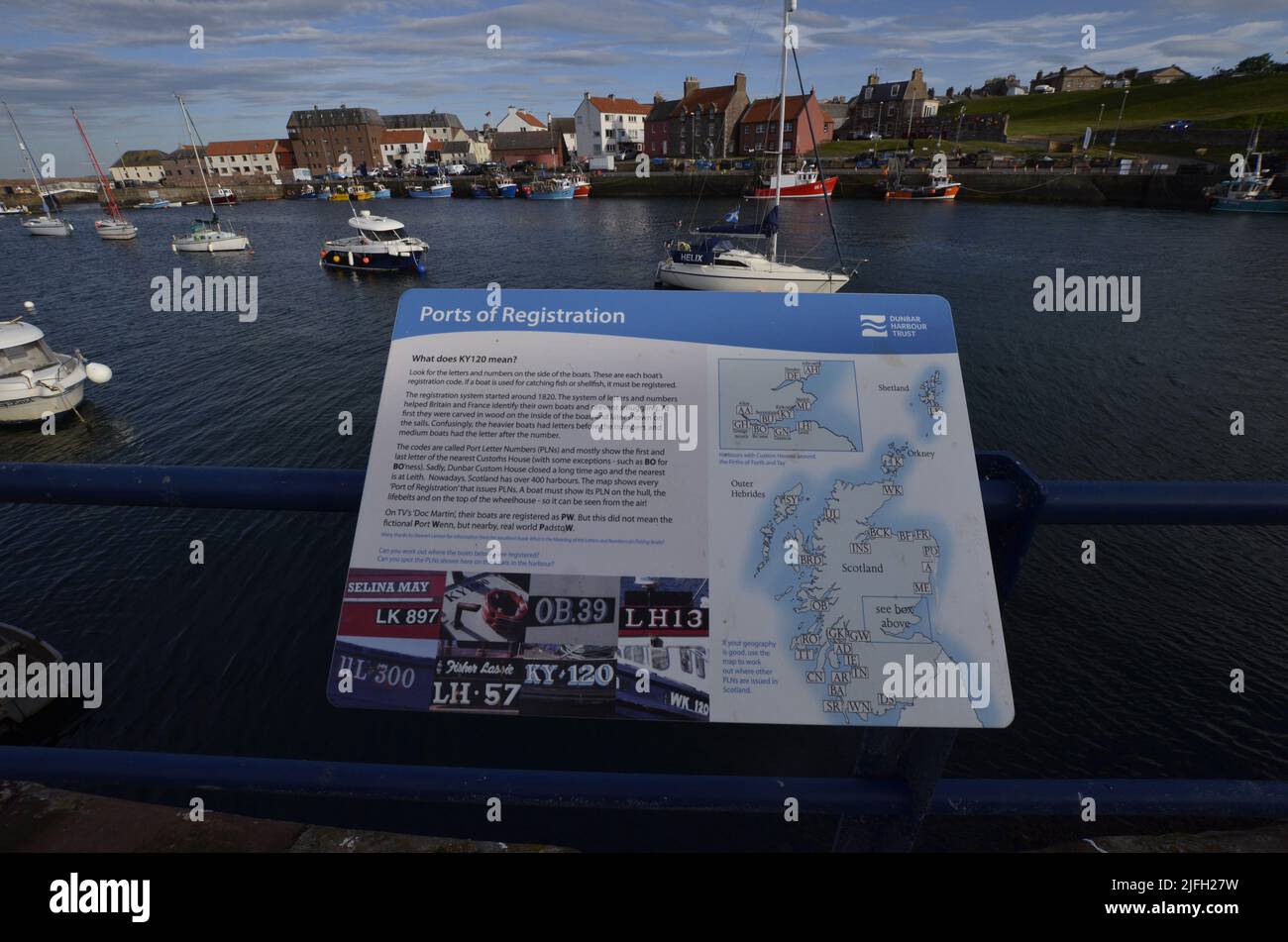 General view of the historic harbour at Dunbar in East Lothian Scotland UK Stock Photo