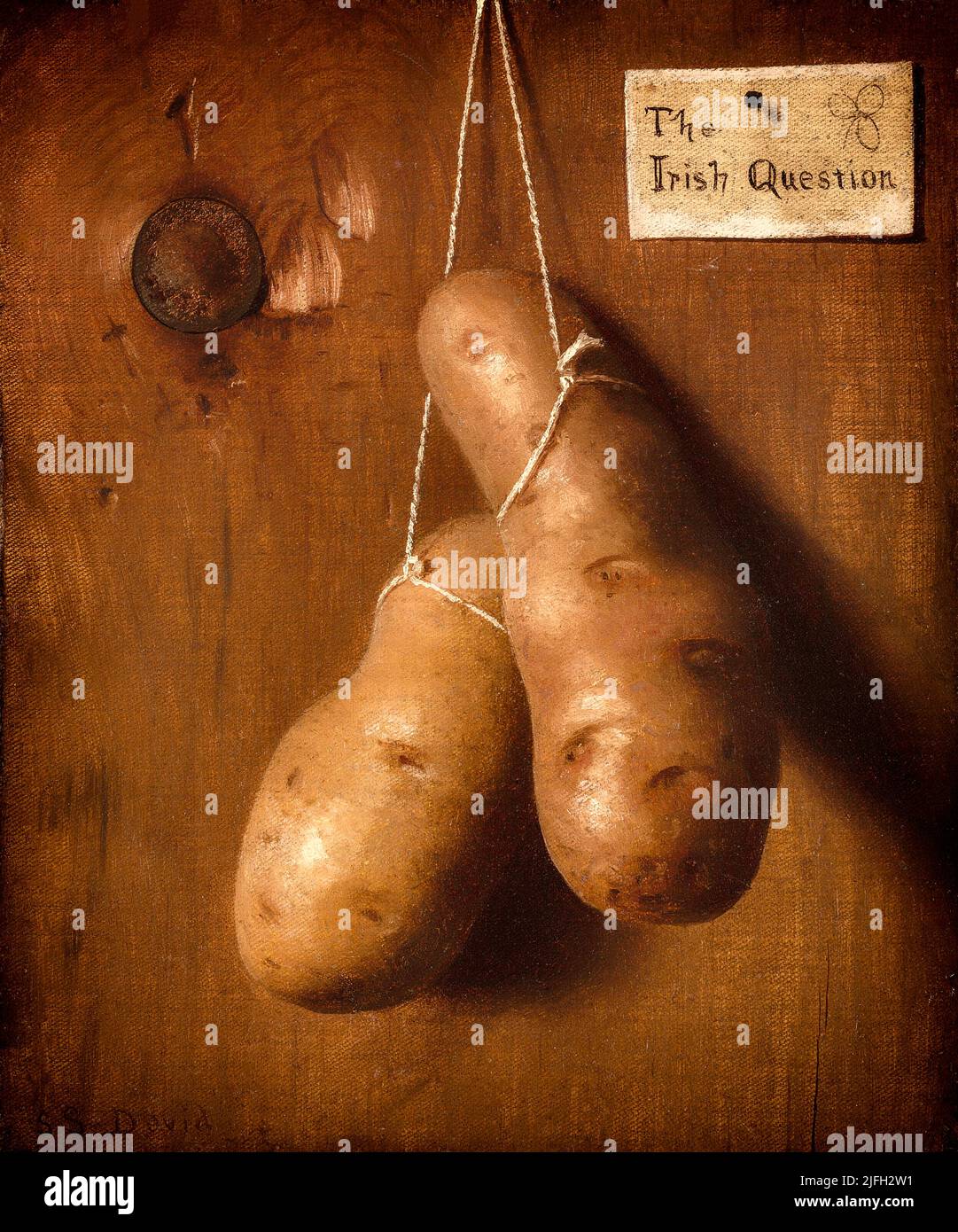 An 1880 painting of potatoes, subtitled the Irish Question by the American Artist De Scott Evans (1847–1898) Stock Photo