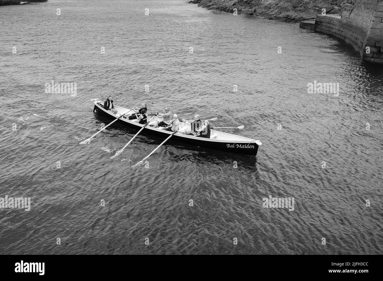 Gig Rowing Training in Porthleven, Cornwall Stock Photo - Alamy