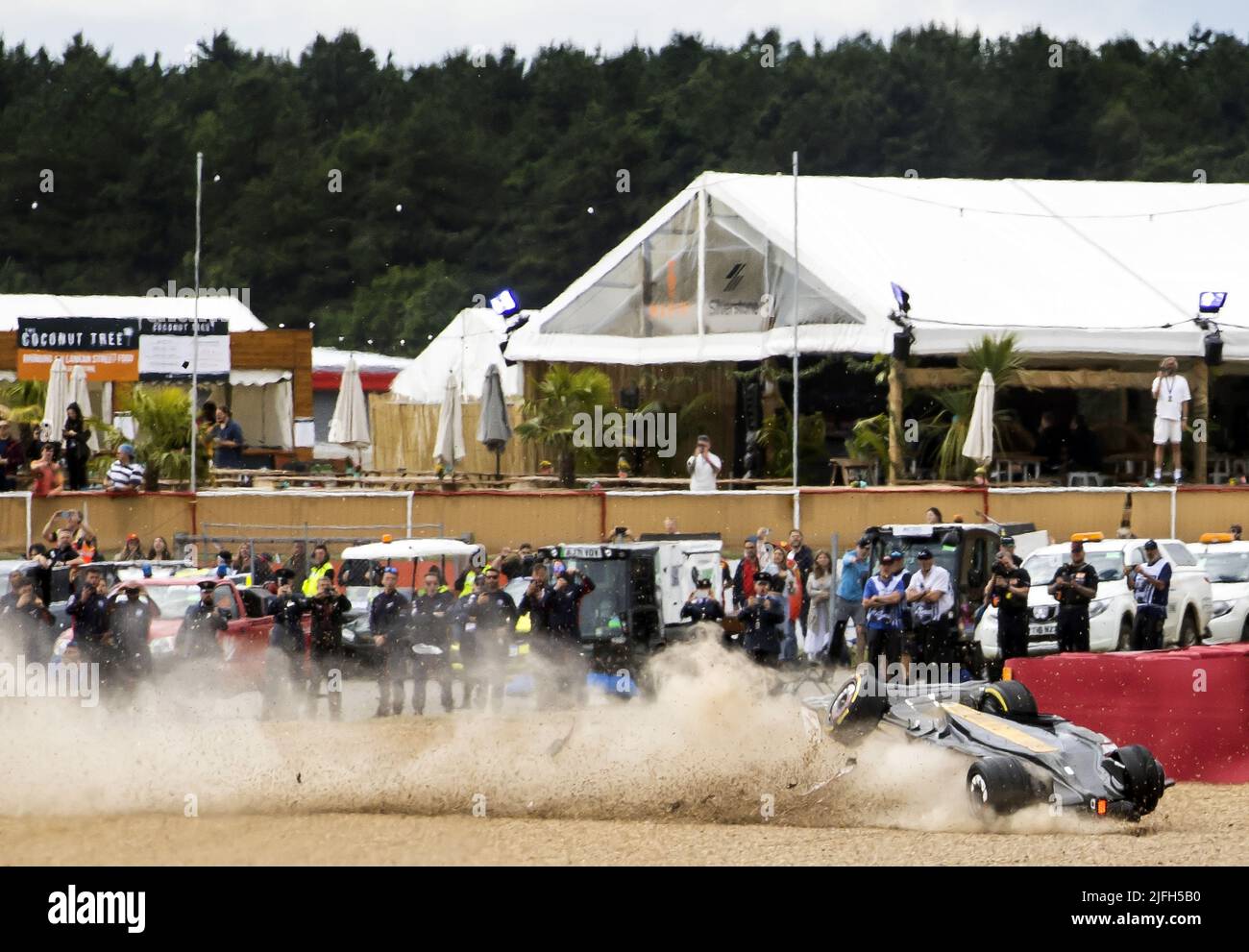 NORTHAMPTON Guanyu Zhou (24) driving the Alfa Romeo C40 crashes