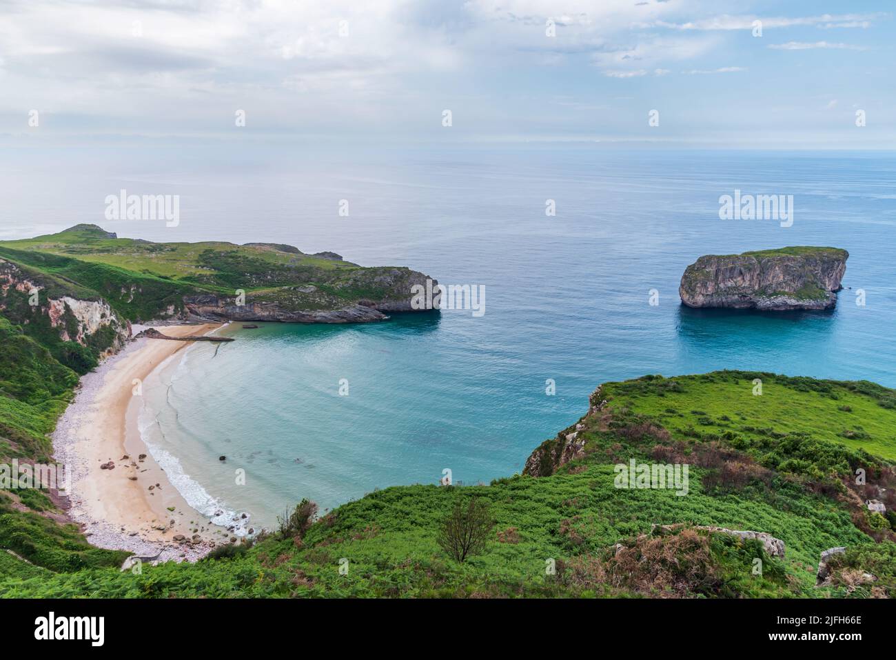 Ballota beach in the council of Llanes, protected natural area