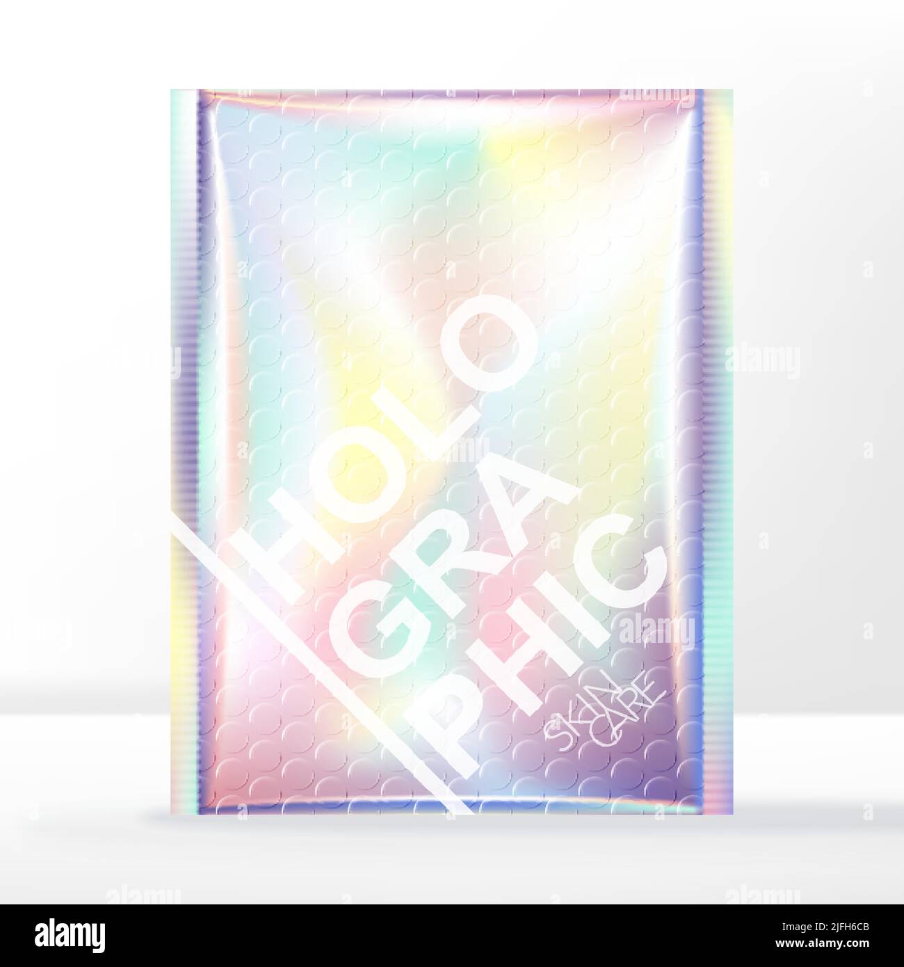 Vector Bubble Wrap Mailer Bag Packaging, Holographic Stock Vector