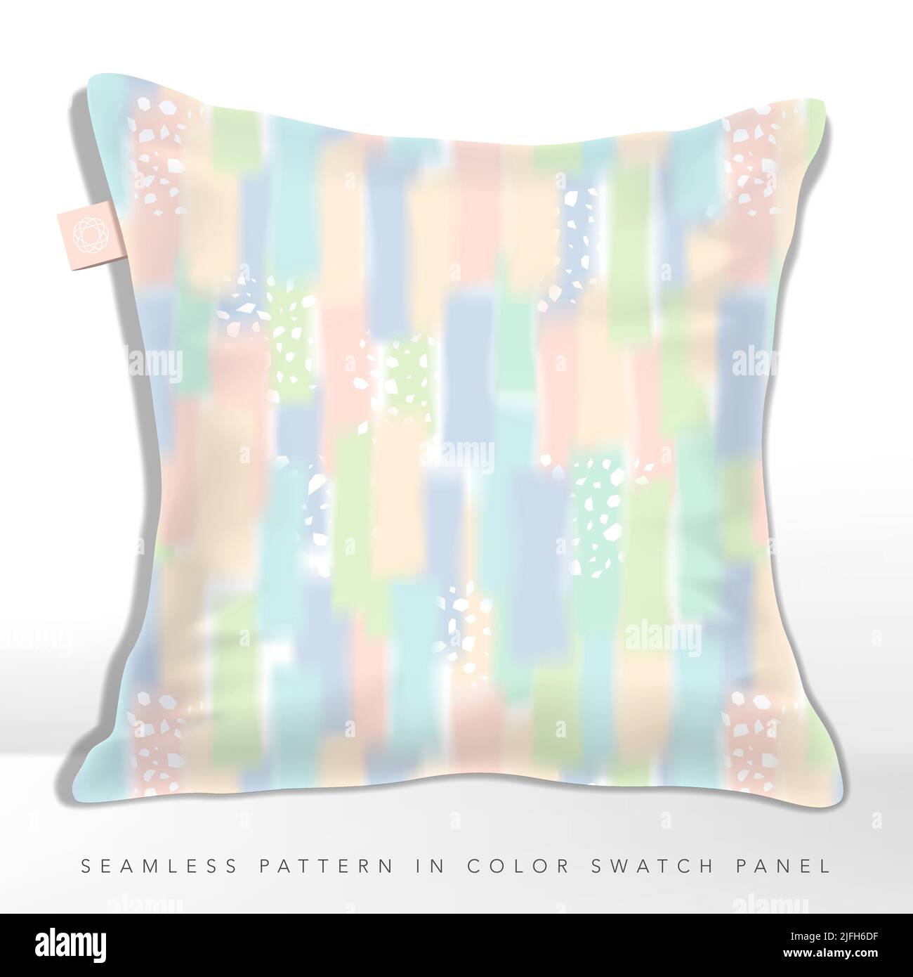 Vector Multi Pastel Rainbow Colors Iridescent Overlapping Abstract Paints Seamless Pattern with Stripes. Stock Vector