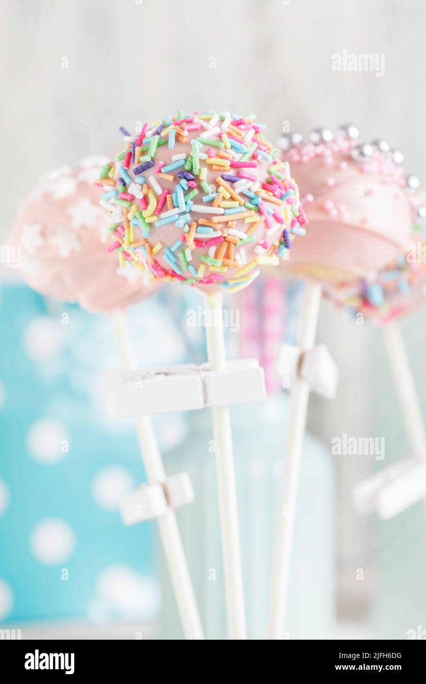 Cake pops in pastel colors. Party dessert Stock Photo Alamy