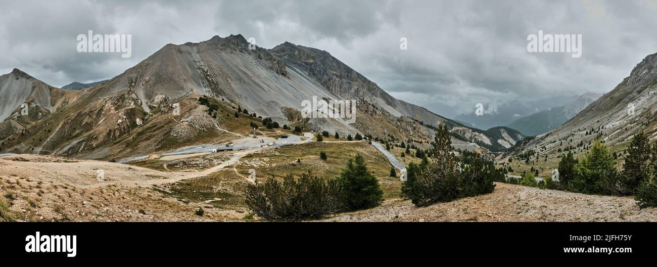 Panorama of Col d Izoard, a stage of the tour de france in the french ...