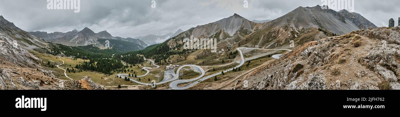 Panorama of Col d Izoard, a stage of the tour de france in the french ...