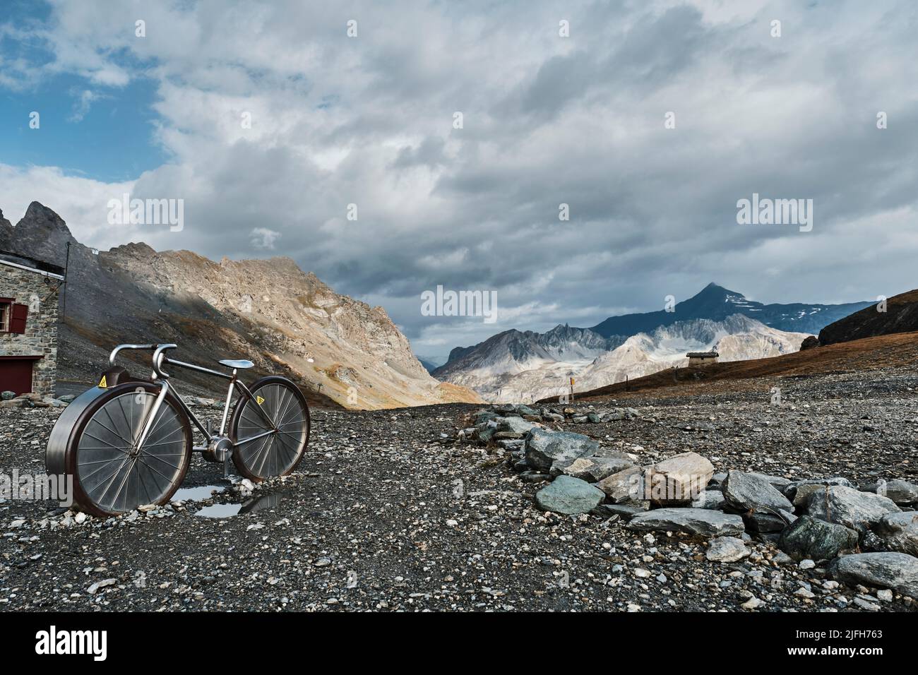 racing bicycle at Col de Liseran stage on the tour de france in the french alps Stock Photo