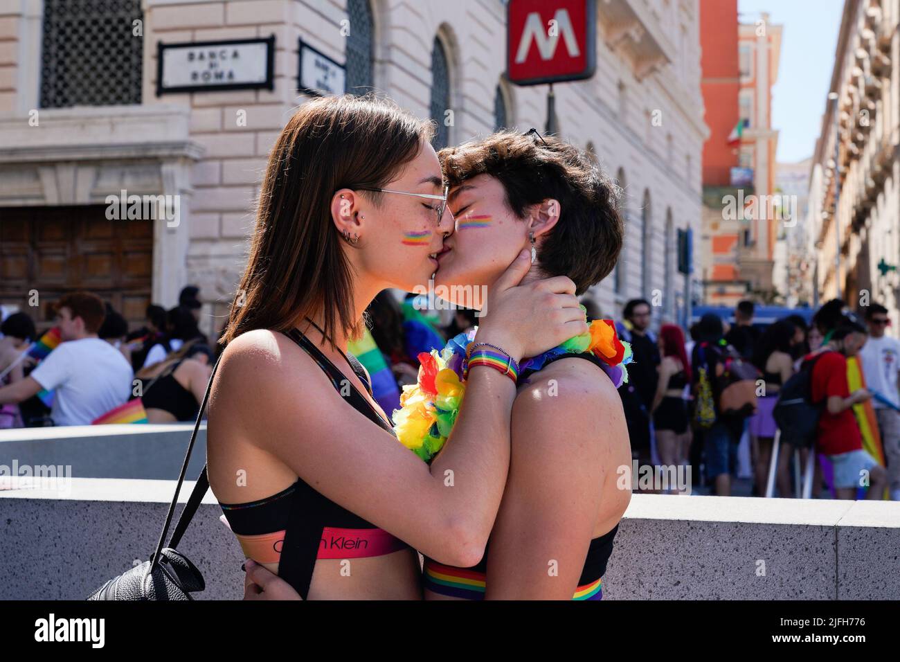 Event LGBTQ + "Naples pride". The parade started from Piazza Municipio