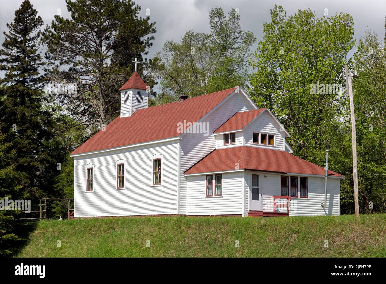 The historic 1865 Holy Rosary Catholic Church on the Grand Portage
