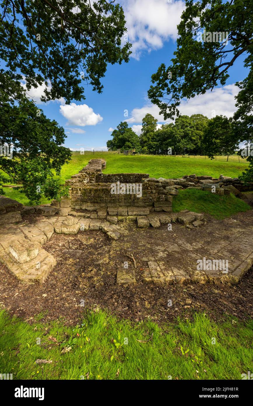 The Roman bridge abutment and ruined tower of Hadrian’s Wall on the ...