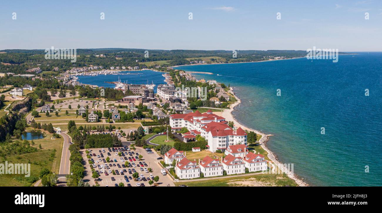 Aerial view of Bay Harbor, Michigan Stock Photo Alamy