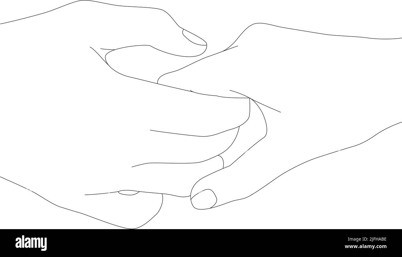 Holding hands. Palms in one line. Hands on a white isolated background. Stock Vector