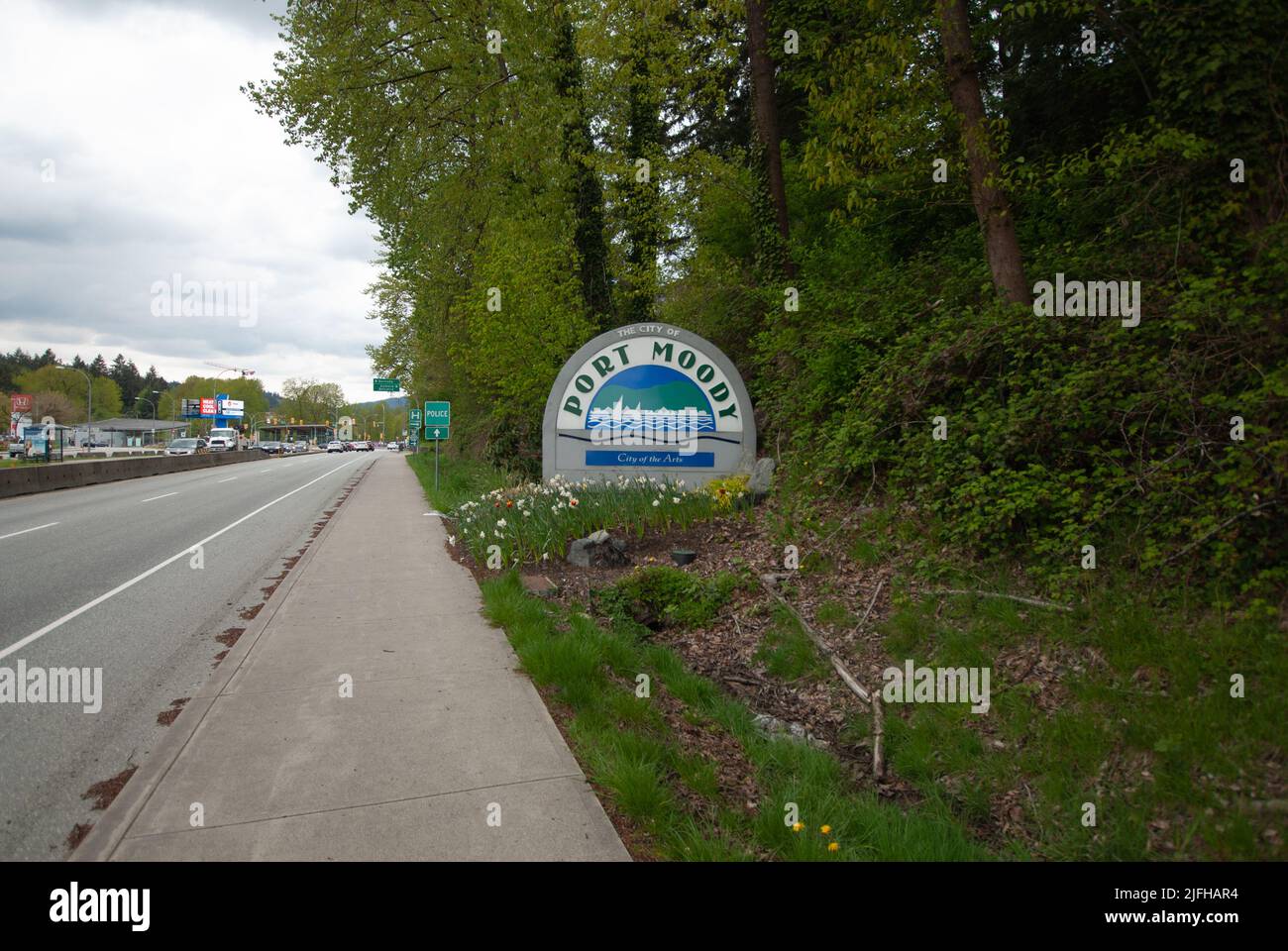 to Port Moody sign, Port Moody, British Columbia, Canada Stock