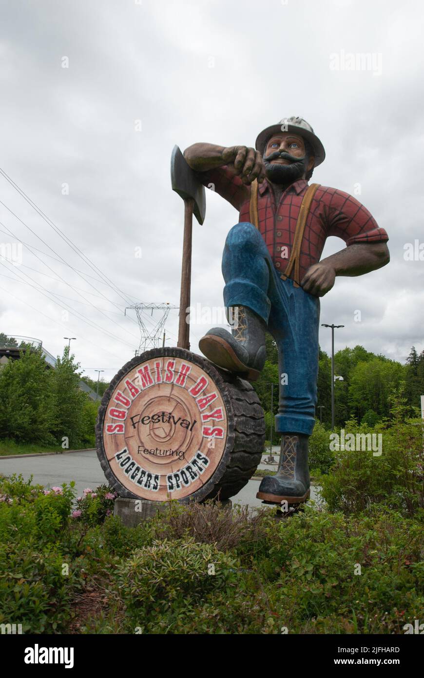 Lumberjack statue in Squamish, British Columbia, Canada Stock Photo