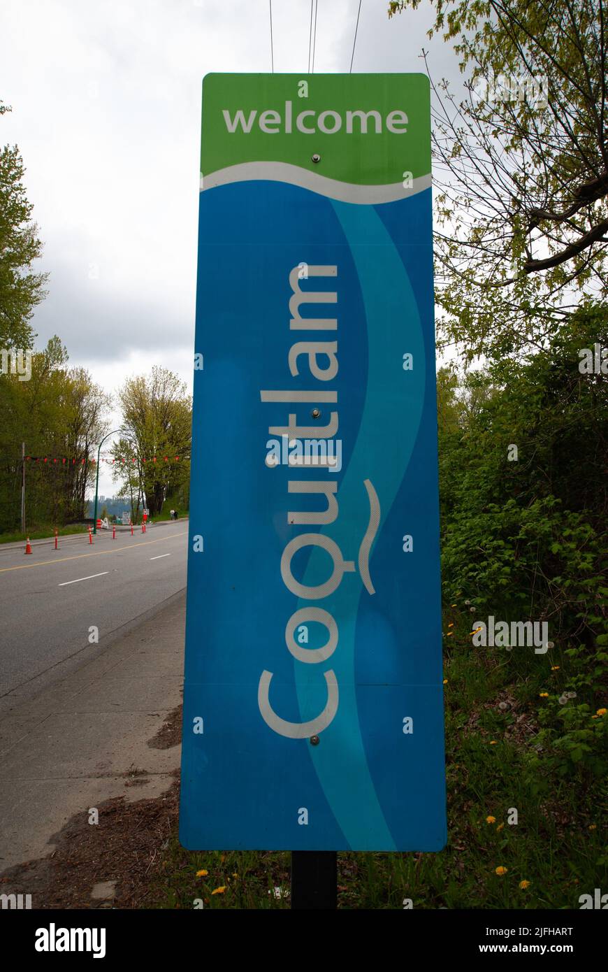Welcome to Coquitlam sign, Coquitlam, British Columbia, Canada Stock Photo