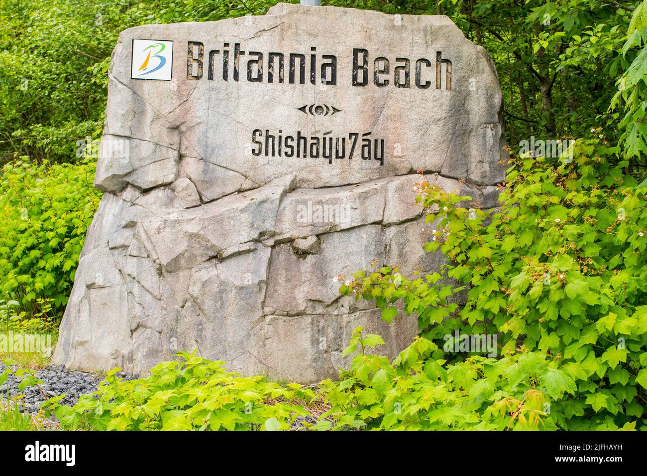 to Britannia Beach sign, Britannia Beach, British Columbia, Canada Stock Photo Alamy