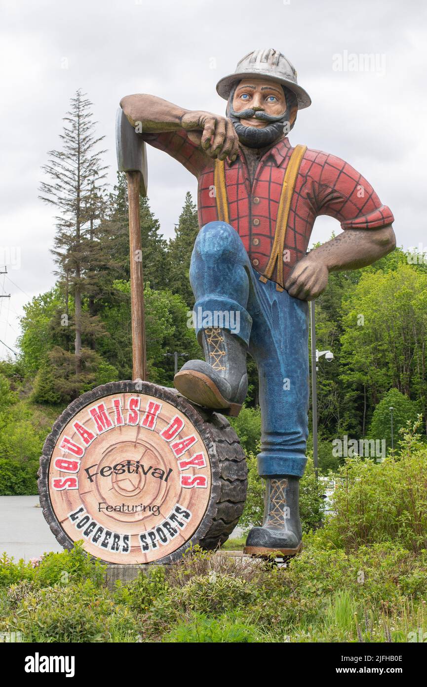 Lumberjack statue in Squamish, British Columbia, Canada Stock Photo Alamy