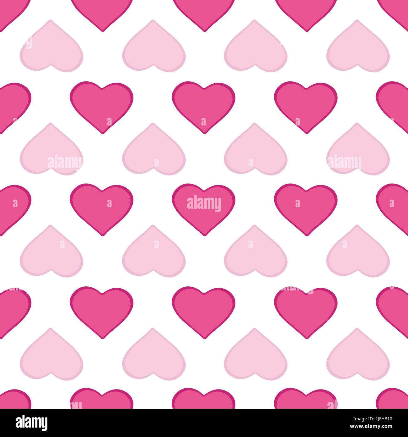 Seamless pattern with heart shape pink elements on white background. Stock Vector