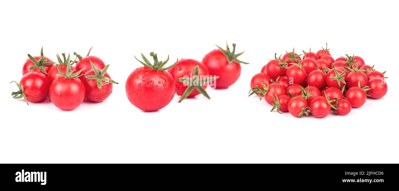 Collection of fresh red cherry tomatoes isolated on white Stock Photo ...