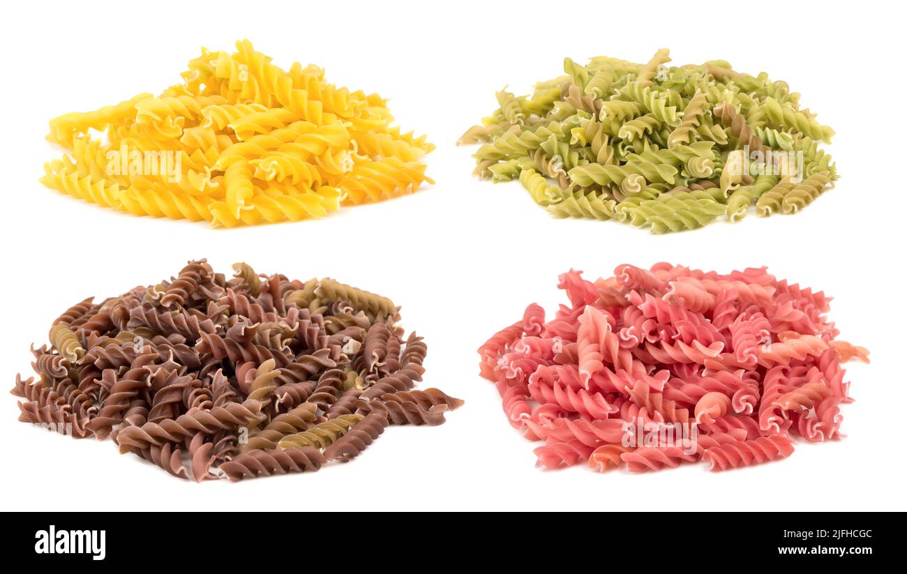 Four pasta collection isolated on white background Stock Photo - Alamy