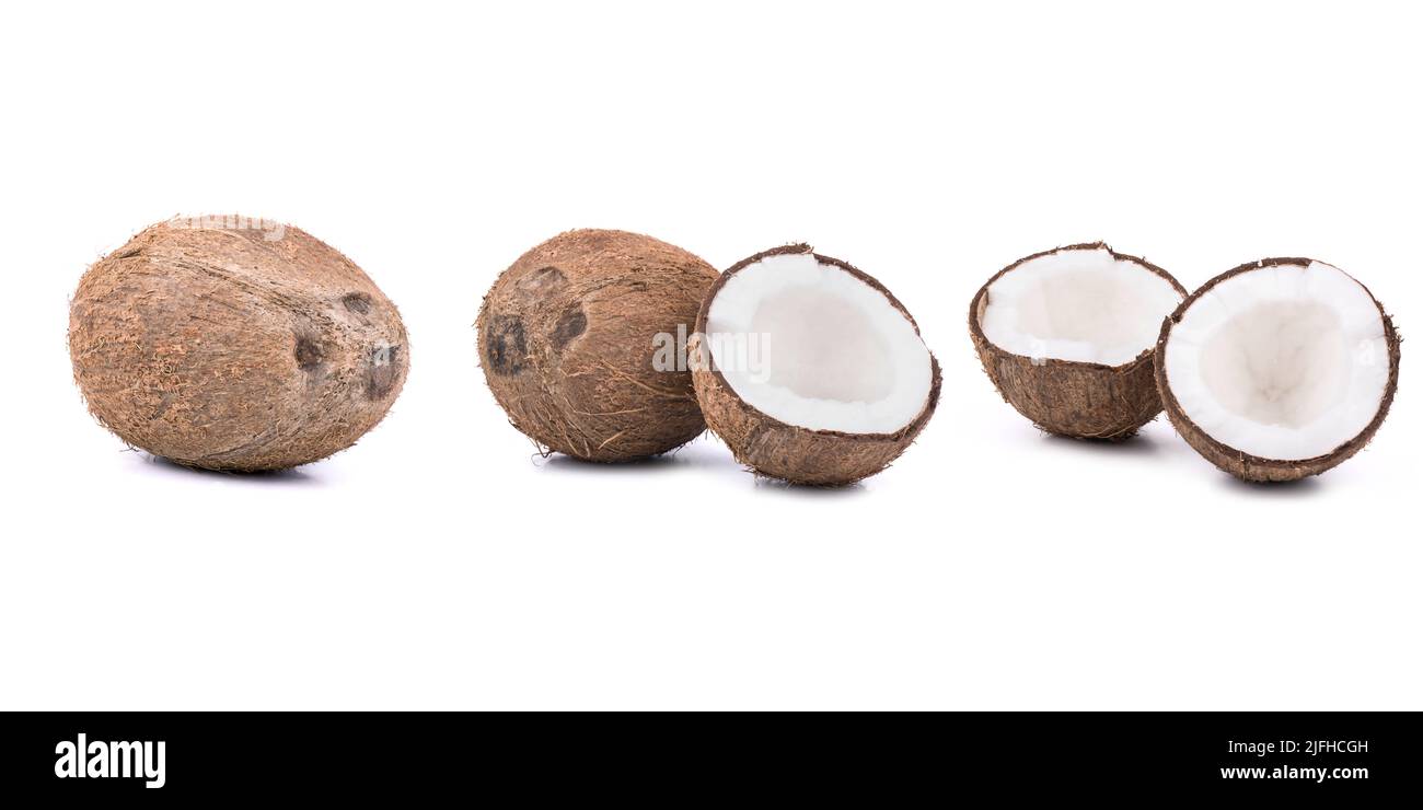 Coconuts isolated on white background. Collection Stock Photo