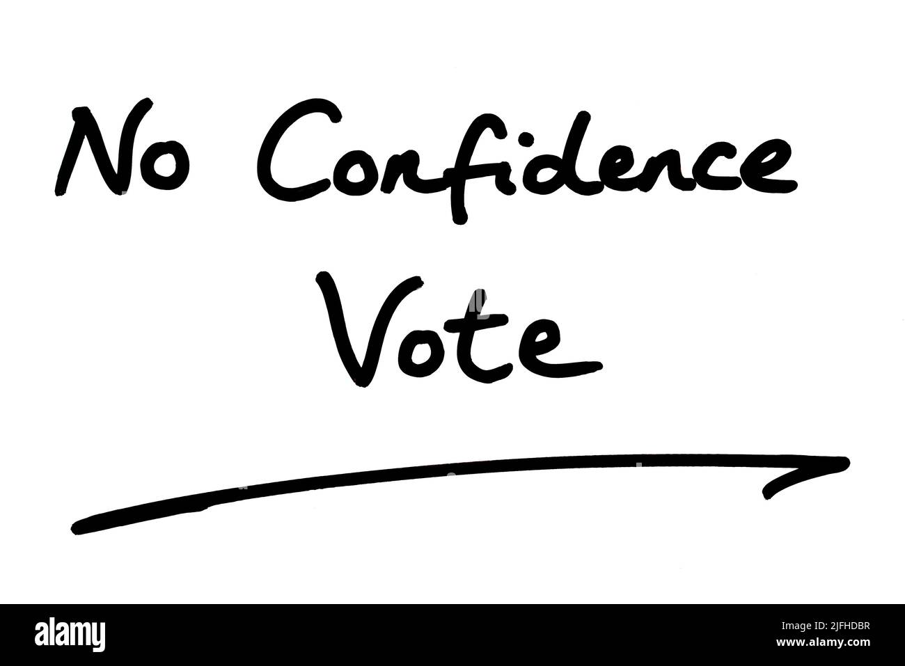 No Confidence Vote, handwritten on a white background. Stock Photo