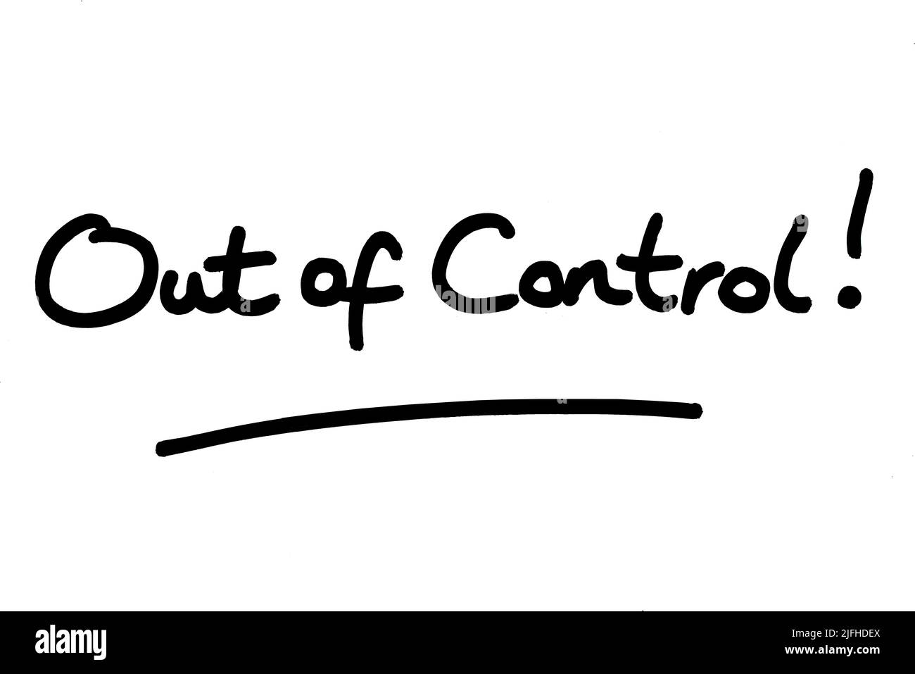 Out of Control! handwritten on a white background Stock Photo Alamy