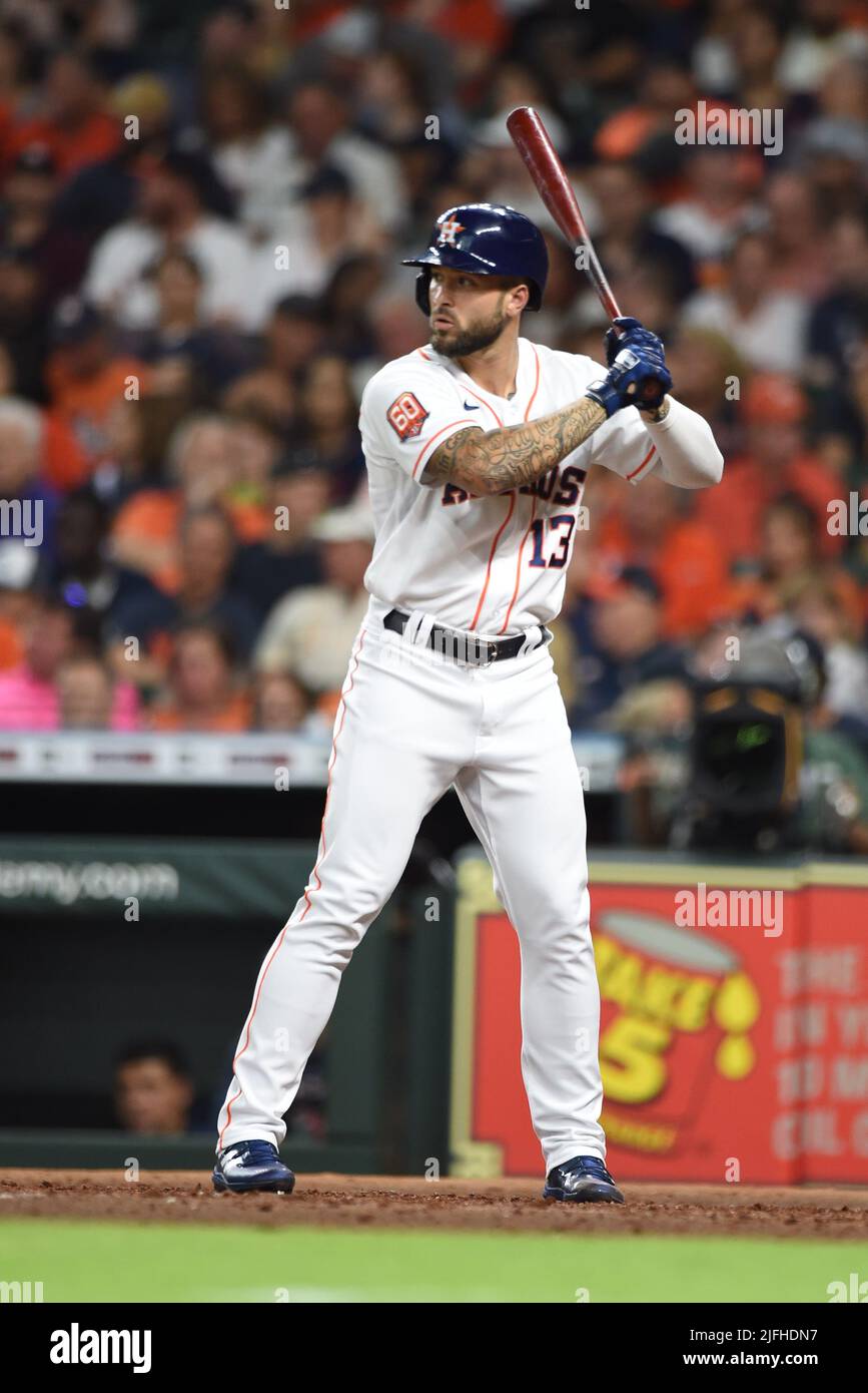 Houston Astros first baseman J.J. Matijevic (13) bats during the fourth