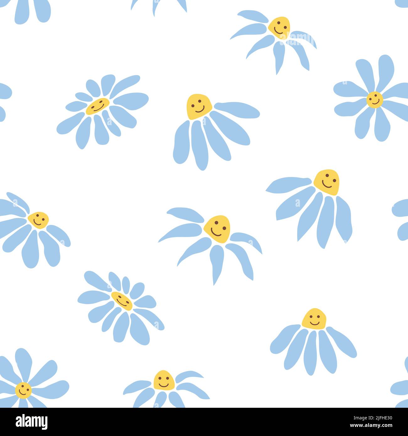 Groovy daisy retro seamless pattern. Retro Smile Chamomile. 70s vibe ...