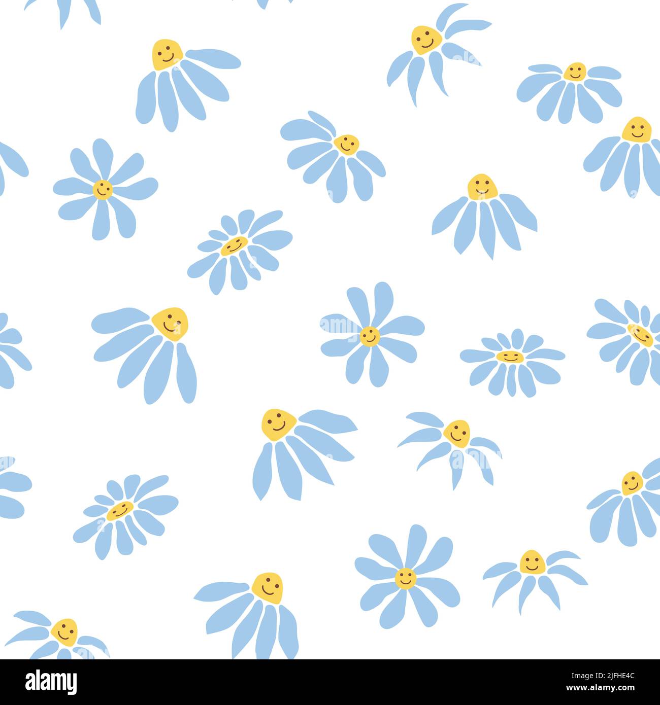 Groovy daisy retro seamless pattern. Retro Smile Chamomile. 70s vibe ...