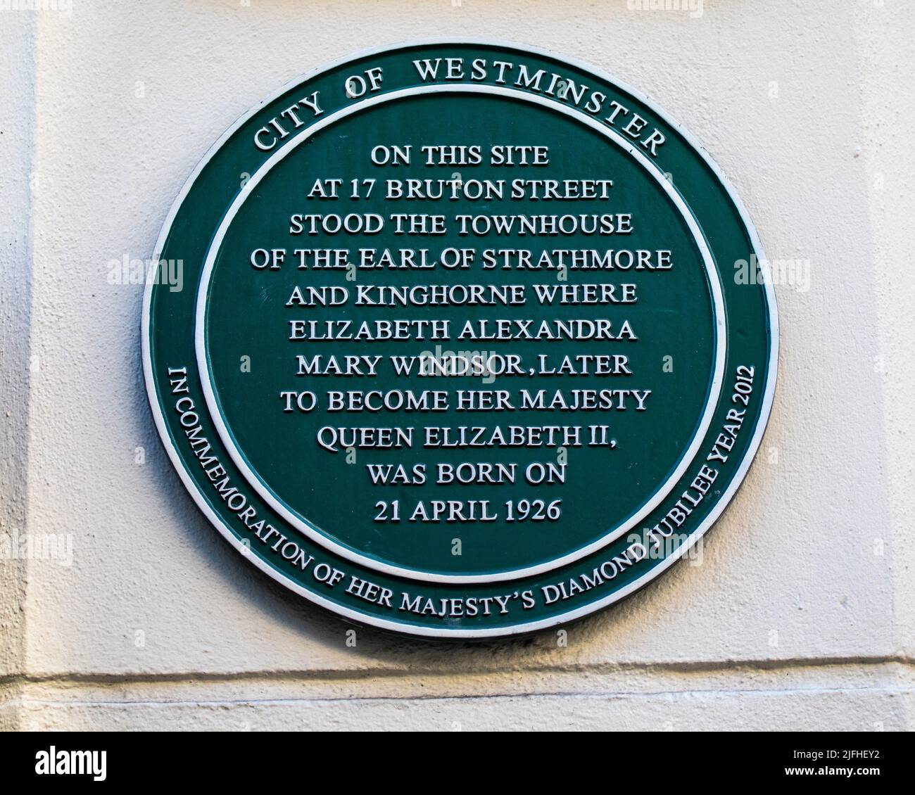 London, UK March 8th 2022 A plaque on Bruton Street in central