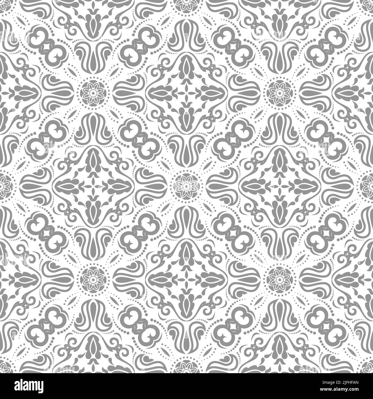 Classic seamless vector pattern. Damask gray and white orient ornament